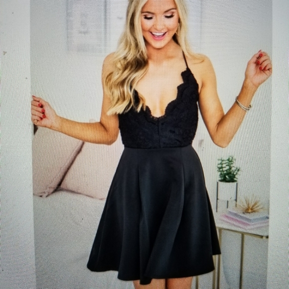 NEW Little Black Dress . Open back . Lace Crochet - Picture 5 of 5